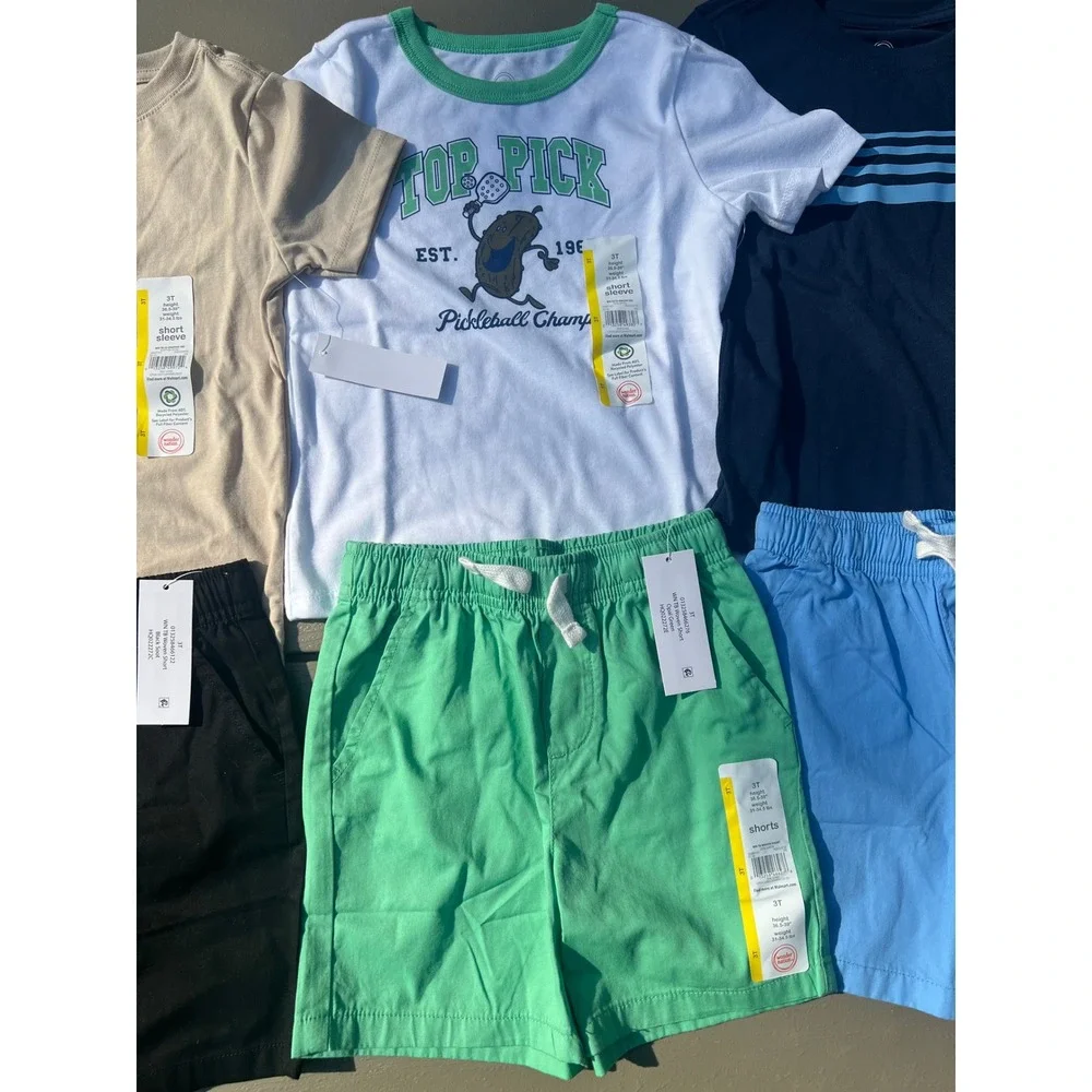 Wonder Nation Boys 8 Piece Lot 3T NWT T-Shirts and Shorts Mix Match Set